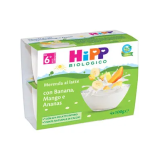 Hipp Bio Merenda al Latte Banana Mango Ananas 4x100 gr - dal 6° Mese